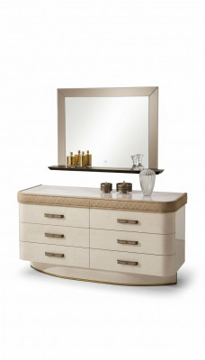 Dresser with Mirror Sideboard Dresser Set Italian Furniture 2-piece. Wooden Cabinet