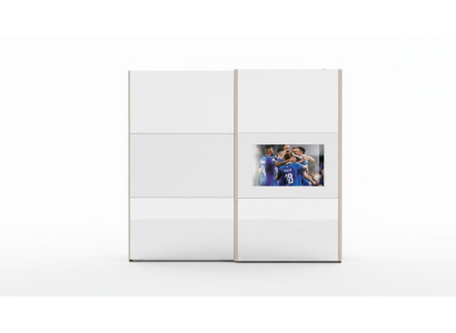 Wardrobe cabinets clothes closet luxury wood sliding doors TV with television