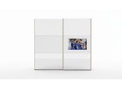 Wardrobe cabinets clothes closet luxury wood sliding doors TV with television