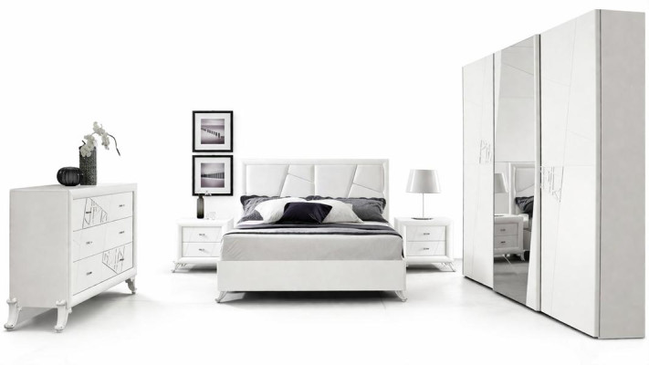 Modern bed luxury bed frame double wood bed frames bedroom white