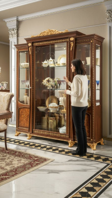 Glass Cabinet Wood Genuine Wood Sideboard Display Cabinet Living Room Furniture Italy