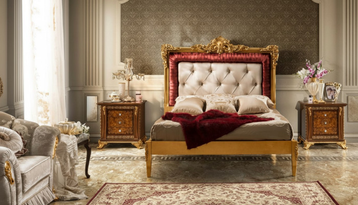 Double bed, luxury beds, wooden bed frames, bed frames, brown, classic design.