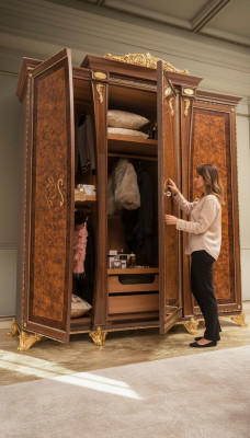 Wardrobe Solid Bedroom Furniture Italy Real Wood Wardrobe Wood Cabinet