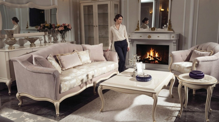 Three-seater classic sofa couch upholstered furniture Italian furniture sofa