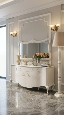 Chest of Drawers Cabinet Shelf Console Furniture Wooden Cabinet 2-piece Set Chest of Drawers Mirror New