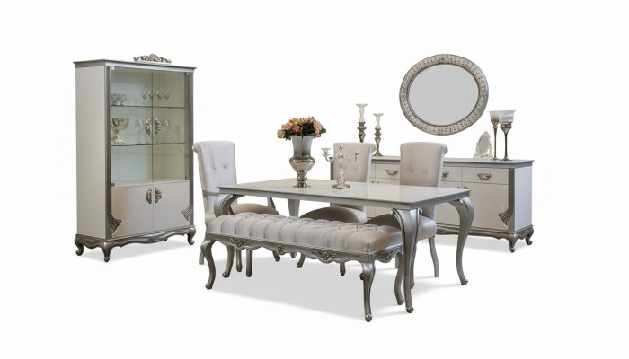 Dining Room Set 9-piece Dining Table Chair Sideboard Display Cabinet Mirror Dining Tables Wood