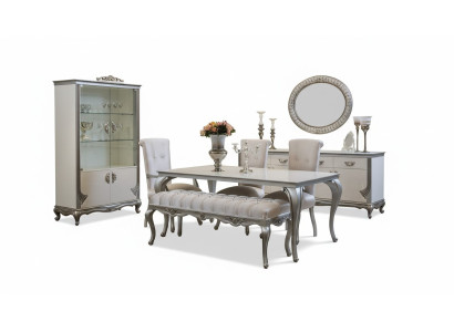 Dining Room Set 9-piece Dining Table Chair Sideboard Display Cabinet Mirror Dining Tables Wood