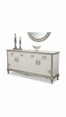 White dresser with practical drawers and elegant shelves