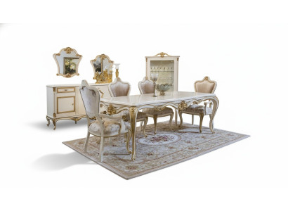 Classic dining room dining table display cabinet 4x chairs dining set sideboards 7-piece set.