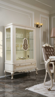 Glass Cabinet Display Living Room Wood Sideboard Luxury Furniture Shelf