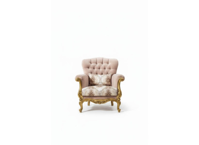 Design armchair luxury wood furniture classic Chesterfield textile living room new