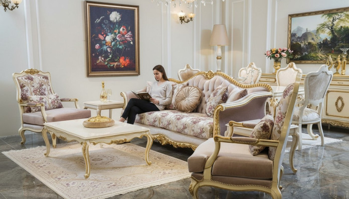 Sofa settee sofa seats coffee table armchair sofa set fabric luxury seating 5-piece set.