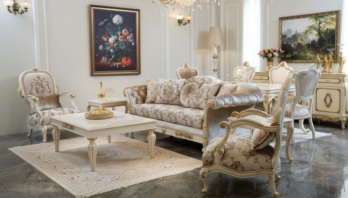 Luxury Sofa Set 4-Piece Fabric Couch Sofa Chairs Coffee Table.