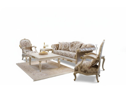 Luxury Sofa Set 4-Piece Fabric Couch Sofa Chairs Coffee Table.
