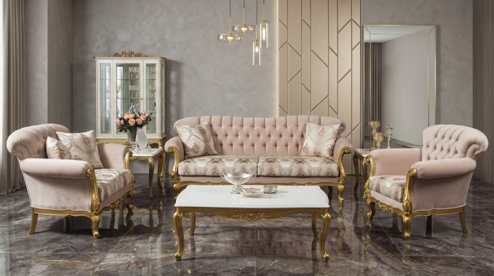 Luxury three-seater sofa 3 seat fabric couch furniture style textile Italy