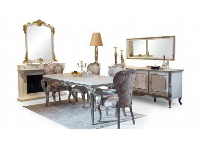 Dining Room Set 7 Pieces. Dining Table 4x Chairs Sideboard Mirror Group Ensemble White New