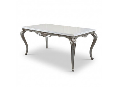 Classic Dining Table Silver Tables Baroque Rococo Table Dining Room Furniture White