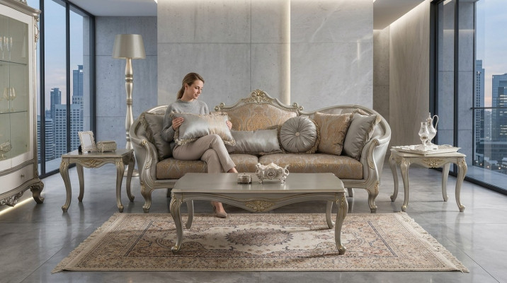 Couch Cushion Sofa Sofas 3-Seater Three-Seater Living Room Gray Velvet