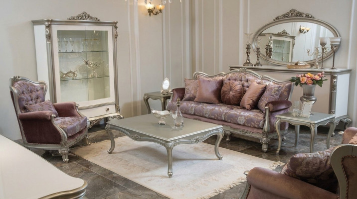 Sofa set 3+2+1 seater coffee table side table armchair set 6-piece Baroque.