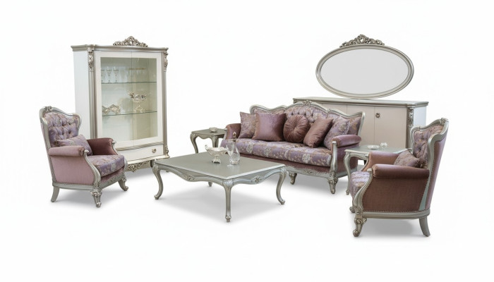 Sofa set 3+2+1 seater coffee table side table armchair set 6-piece Baroque.