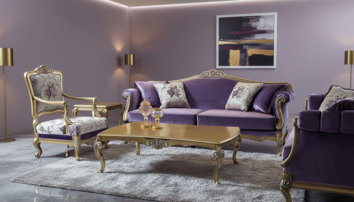 Luxury Sofa Set 3+2+1-Seater Coffee Table Sofas Armchair Fabric Couch 4-piece Set.