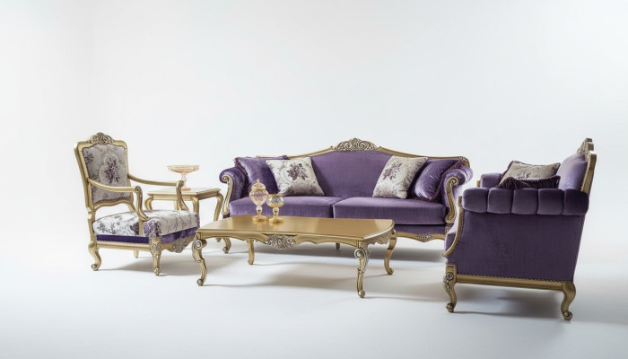 Luxury Sofa Set 3+2+1-Seater Coffee Table Sofas Armchair Fabric Couch 4-piece Set.