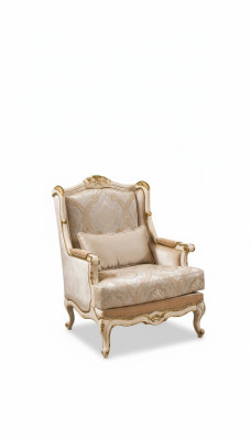 Baroque Armchair Gold Beige Single Armchair Classic Style Furniture Velvet Wood