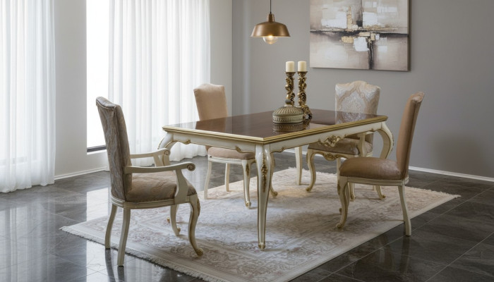Dining room table chair set group ensemble table tables ensemble luxury 5-piece.