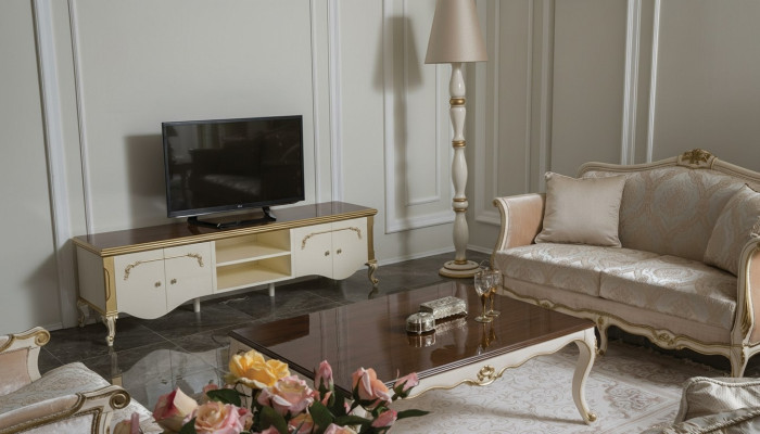Luxury set coffee table TV cabinet sofa couch upholstery set suite 3-piece. New