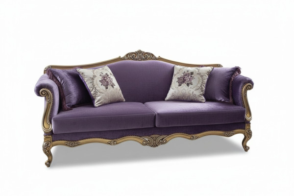 Three-seater sofa 3 seater couches luxury couch velvet baroque rococo violet