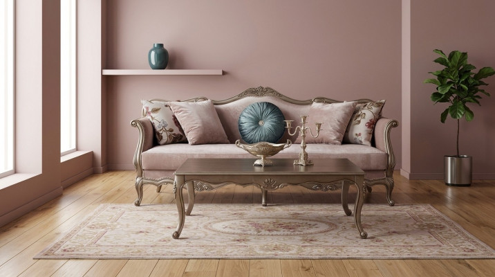Three-seater sofa 3-seater couches luxury upholstered fabric lilac