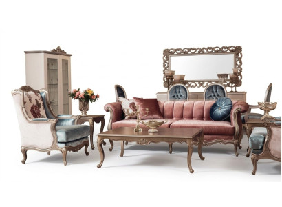 Sofa Set Classical Sofa Couch Set Coffee Table 2x Armchair Luxury Set 4-piece.
