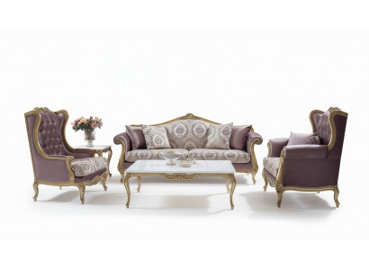 Luxury sofa set coffee table sofas armchair fabric couch set 4-piece velvet