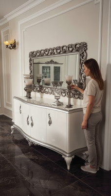French chest of drawers sideboard console sideboard wood mirror