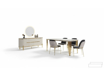 Metal furniture dining set table chair set sideboard dining suite 6-piece chairs.