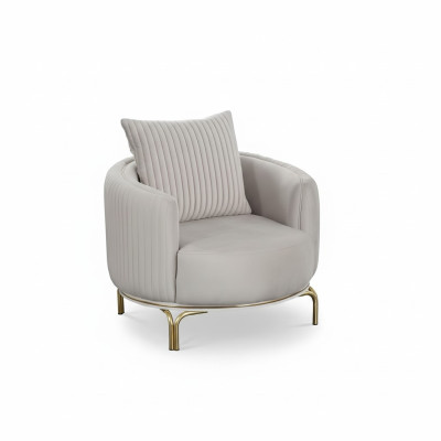 Round Armchair Single Luxury 1-Seater Upholstered Seat Designer Textile Seat Fabric