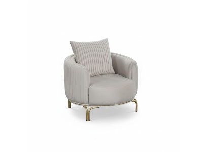 Round Armchair Single Luxury 1-Seater Upholstered Seat Designer Textile Seat Fabric