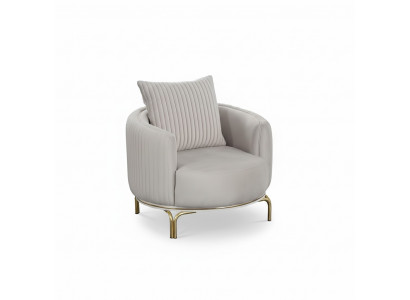 Round Armchair Single Luxury 1-Seater Upholstered Seat Designer Textile Seat Fabric