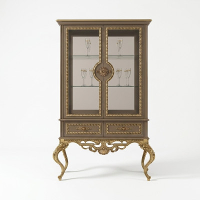 Golden showcase baroque rococo furniture cabinet glass cabinet shelves showcases