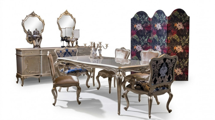 Luxury Dining Room Set Table + 6x Armchairs Chair Dining Group Dining Suite 7-piece