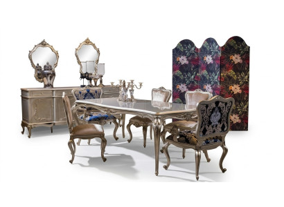 Luxury Dining Room Set Table + 6x Armchairs Chair Dining Group Dining Suite 7-piece