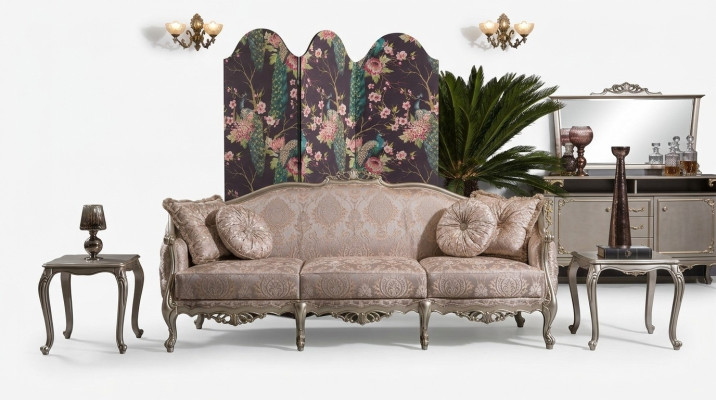 Upholstered Designer Furniture Three-Seater Sofa 3-Seater Sofas Textile Couches Large