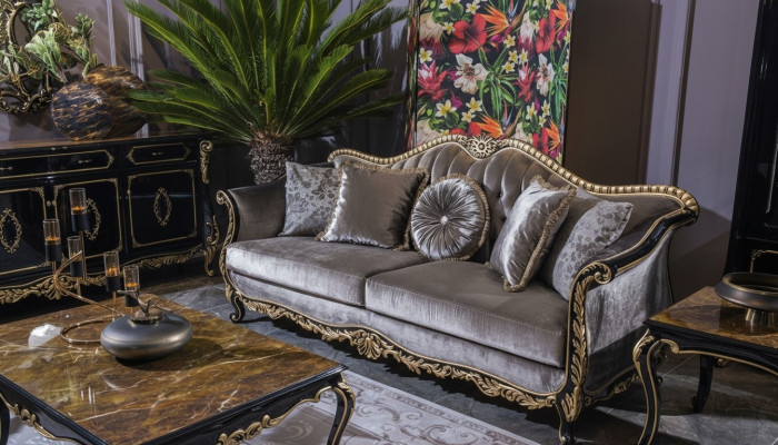 Classic luxury sofa 3-seater sofas seating fabric design couch style textile