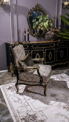 Armchair Upholstery Designer Textile Single-Seater Upholstery Single-Seater Furniture Baroque
