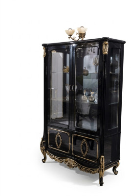 Furniture Glass Cabinet Luxury Display Case Wood Display Cabinets Shelves Black