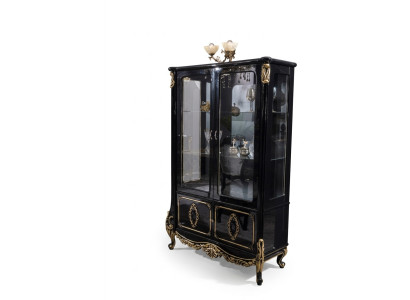 Furniture Glass Cabinet Luxury Display Case Wood Display Cabinets Shelves Black