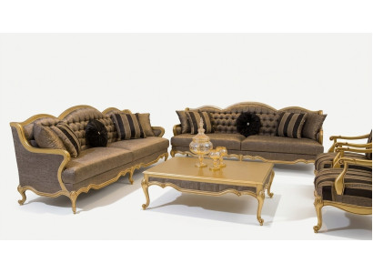 Complete set sofa suite 3+3+1+1 seats sofas coffee table baroque rococo 5-piece