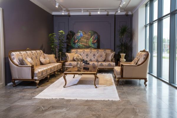 Complete Set Sofa Suite 3+3+1 Seat Coffee Table Designer Sofas 4-piece