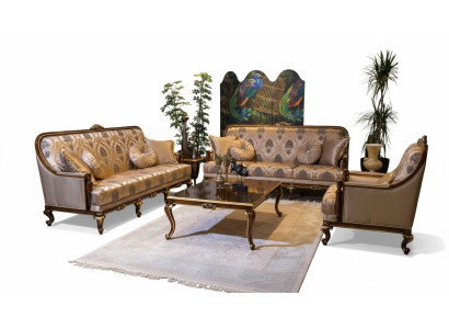 Complete Set Sofa Suite 3+3+1 Seat Coffee Table Designer Sofas 4-piece