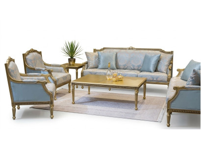 Set sofa suite 3+3+1+1 seat sofas coffee table couches sofa blue 5-piece set